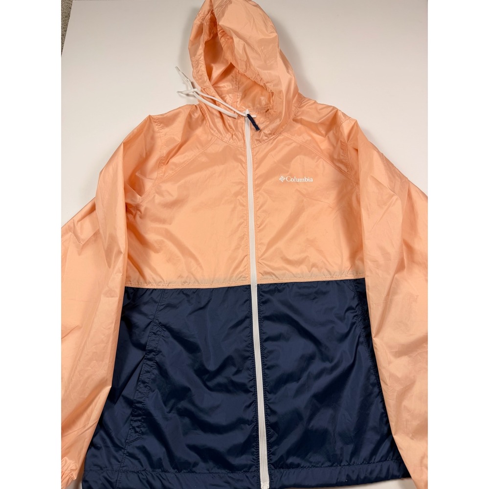 Columbia Flash Forward Windbreaker Jacket Peach Navy Blue Colorblock Womens S
